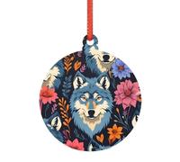 Motivi di lupo colorati disegnano ornamenti natalizi versatili, trasparenti per albero, decorazione autunnale di Halloween, decorare l'albero di Natale