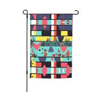 Motivi geometrici Bandiera decorativa da giardino 30,5 x 45,7 cm, 100% fibra di poliestere, tessuto spesso, universale per tutte le stagioni