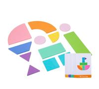 Motivi in Legno, di Forme Geometriche di Motivi Geometrici Puzzle Tangram 12 Pezzi Puzzle Giocattolo Educativo Animale con Carte per Compleanno