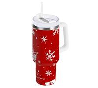 Motivi natalizi Fiocco di neve Box Vacuum 1,18 once Tumbler con coperchio e cannuccia Ragazze Bottiglia d'acqua Bocca larga Tazza da caffè Viaggio Regali per Donne Uomini Lui Lei