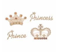 Motivi Prince & Princess Tema Set Di 4 - Ferro O Cucire Toppa Appliqué Decorato