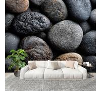 Motivo A Ciottoli 3d Carta da Parati Fotografica Panorama Effetto 400x280 cm Nero Decorazione per la Casa per Pareti per Camera Da Letto Sala Fotomurali In Tessuto Non Tessuto