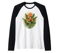 Motivo a Cuore con Fiore Uccello del Paradiso sudafrica Maglia con Maniche Raglan
