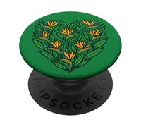 Motivo a cuore con fiore uccello del paradiso sudafrica PopSockets PopGrip Adesivo
