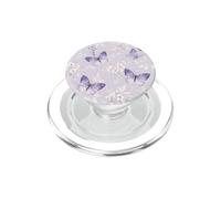 Motivo a farfalla e fiore viola lavanda PopSockets PopGrip per MagSafe