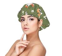 Motivo a fiori con sfondo verde del cane Shiba Inu,Cuffia da notte elastica in raso per adulti, fascia per capelli in seta regolabile, cuffia da notte elastica per donne