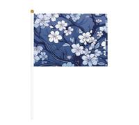 Motivo a fiori di prugna, dieci pezzi, bandiera portatile stampata su entrambi i lati, 14 x 20,8 cm, adatta per attività di squadra tifosi