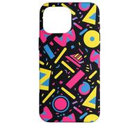 Motivo a forma di lettera in grassetto nero anni '80 e '90 Custodia per iPhone 16 Pro Max