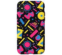 Motivo a forma di lettera in grassetto nero anni '80 e '90 Custodia per iPhone X/XS