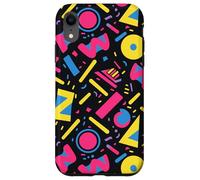 Motivo a forma di lettera in grassetto nero anni '80 e '90 Custodia per iPhone XR