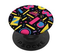 Motivo a forma di lettera in grassetto nero anni '80 e '90 PopSockets PopGrip Adesivo