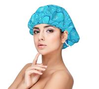 Motivo a goccia blu dell'acqua,Cuffia da notte in raso per adulti - Cuffia da notte elastica per donna, copricapelli per la notte