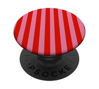 Motivo a righe geometriche retrò rosa e rosso PopSockets PopGrip Adesivo