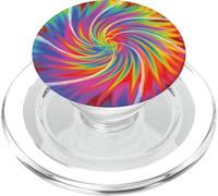 Motivo a spirale arcobaleno, design colorato, tintura a nodi PopSockets PopGrip per MagSafe