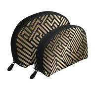 Motivo a strisce geometrico senza soluzione di continuità, Borsa per trucco a conchiglia Portamonete da donna Borsa da toilette piccola Borsa per cosmetici 2 pezzi