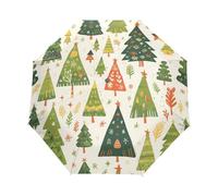 Motivo Albero Di Natale Verde Ombrello Pieghevole Automatico Ombrelli Antivento Protezione UV da Viaggio per Bambini Ragazzi Ragazze
