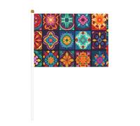 Motivo arcobaleno colorato Sei pezzi Bandiera portatile stampata su entrambi i lati 14 x 20,8 cm, adatta per tifare attività di squadra