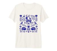 Motivo Artistico Popolare scandinavo con Cervo e Riccio Maglietta Premium