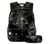 Motivo astratto conquista la classe con il nostro set di 2 zaini per bambini, zaino di grande capacità e astuccio per ragazzi ragazze adolescenti, Multicolore#03, B：29.4x20x40cm P：19x7.5x3.8cm, Zaini