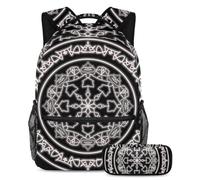 Motivo astratto conquista la classe con il nostro set di 2 zaini per bambini, zaino di grande capacità e astuccio per ragazzi ragazze adolescenti, Multicolore#05, B:29.4x20x40cm P:19x7.5x3.8cm, Zaini