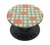 Motivo autunnale carino arancione e nero a quadretti di zucca di Halloween PopSockets PopGrip Adesivo
