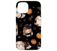 Motivo autunnale per cuccioli di cane, zucca, spezie, latte Custodia per iPhone 14