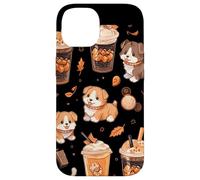 Motivo autunnale per cuccioli di cane, zucca, spezie, latte Custodia per iPhone 14