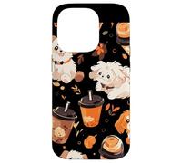 Motivo autunnale per cuccioli di cane, zucca, spezie, latte Custodia per iPhone 14 Pro