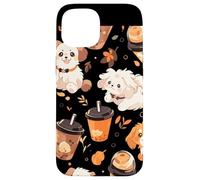Motivo autunnale per cuccioli di cane, zucca, spezie, latte Custodia per iPhone 15
