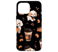Motivo autunnale per cuccioli di cane, zucca, spezie, latte Custodia per iPhone 16 Pro Max