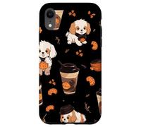 Motivo autunnale per cuccioli di cane, zucca, spezie, latte Custodia per iPhone XR