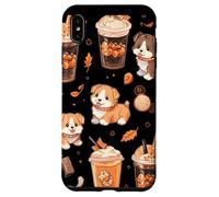 Motivo autunnale per cuccioli di cane, zucca, spezie, latte Custodia per iPhone XS Max