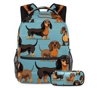 Motivo bassotto Migliora il tuo gioco di ritorno a scuola con il nostro set di 2 zaini per bambini, perfetto per ragazzi ragazze adolescenti, Multicolore#07, B：29.4x20x40cm P：19x7.5x3.8cm, Zaini