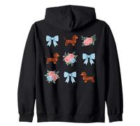 Motivo Bassotto Toile a Quadretti con Fiocco e Rose Felpa con Cappuccio