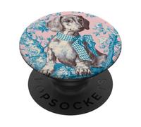Motivo bassotto Toile a quadretti con fiocco e rose PopSockets PopGrip Adesivo