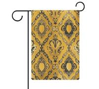 Motivo broccato in giallo e grigio bandiera da giardino casa prato cartello di benvenuto banner doppio lato piccole bandiere personalizzate per piscina, cortile, decorazione da parete per la casa, 32
