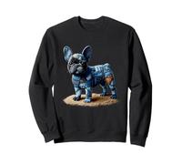 Motivo Bulldog Patchwork Arte Bulldog Francese in Denim Cane Felpa