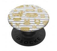 Motivo con bassotto dorato e a righe per gli amanti dei cani PopSockets PopGrip Adesivo