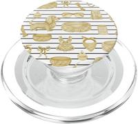 Motivo con bassotto dorato e a righe per gli amanti dei cani PopSockets PopGrip per MagSafe