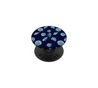 Motivo con conchiglie bianche e blu marino a tema costiero PopSockets PopGrip Adesivo