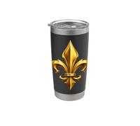 Motivo con emblema araldico reale Fleur-de-Lis Bicchiere termico in acciaio inox doppia parete