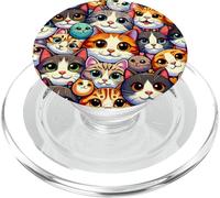 Motivo con espressioni di gatti felini PopSockets PopGrip per MagSafe