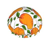 Motivo con frutto di mango e foglie,Cuffia da doccia, cuffia da notte, doppio strato, impermeabile, elastica, riutilizzabile.