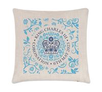 Motivo Coronation Emblema Luce Blu King Charles III Copricuscino Cuscino Regalo