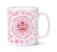 Motivo Coronation Emblema Rosa King Charles III 284ml Tazza Souvenir Regalo