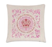 Motivo Coronation Emblema Rosa King Charles III Copricuscino Cuscino Souvenir