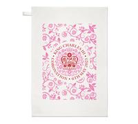 Motivo Coronation Emblema Rosa King Charles III Tè Telo Souvenir Regalo 6th May