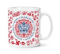 Motivo Coronation Emblema Rosso King Charles III 284ml Tazza Souvenir Regalo