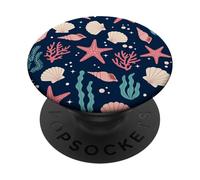 Motivo costiero con conchiglie colorate e stelle marine PopSockets PopGrip Adesivo