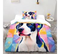 Motivo del cane Set Copripiumino 2 Pezzi Con Stampa 3D Art Pastoral Animal Incluso Copripiumino Con 1 Federe Con Federe in Microfibra Ultra Morbida Single（135x200cm）